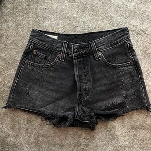 Levi's Black Frayed Jean Shorts